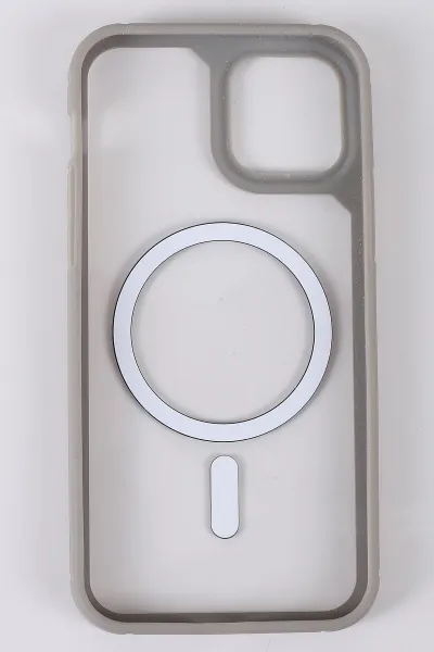 Gri İphone 12 Uyumlu Sky Magsafe Serisi Sert Silikon Telefon Kılıfı 425559