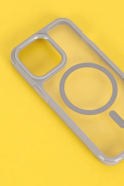 Gri İphone 13 Pro Uyumlu Sky Magsafe Serisi Sert Silikon Telefon Kılıfı 404129