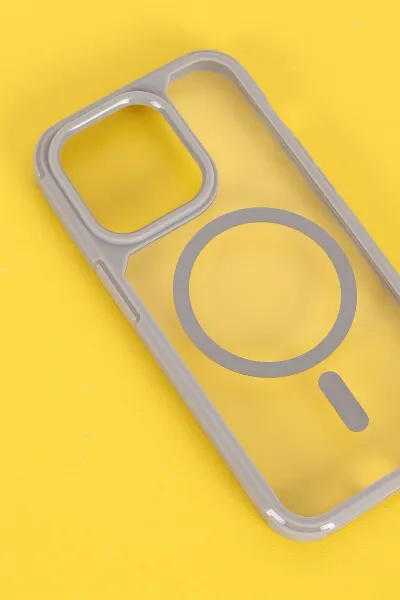 Gri İphone 14 Pro Uyumlu Sky Magsafe Serisi Sert Silikon Telefon Kılıfı 404141