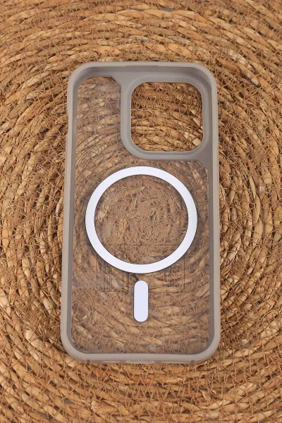 Gri İphone 14 Pro Uyumlu Sky Magsafe Serisi Sert Silikon Telefon Kılıfı 418651