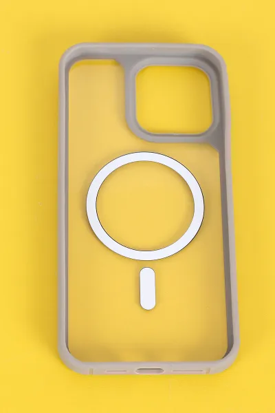 Gri İphone 15 Pro Max Uyumlu Sky Magsafe Serisi Sert Silikon Telefon Kılıfı 404158