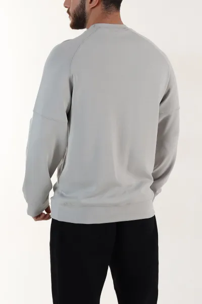 Gri Kabartma Yazılı Bisiklet Yaka Erkek Sweatshirt 396893