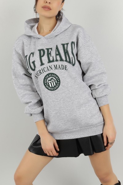 Gri Kapüşonlu İçi Şardonlu Bayan Sweat 144930