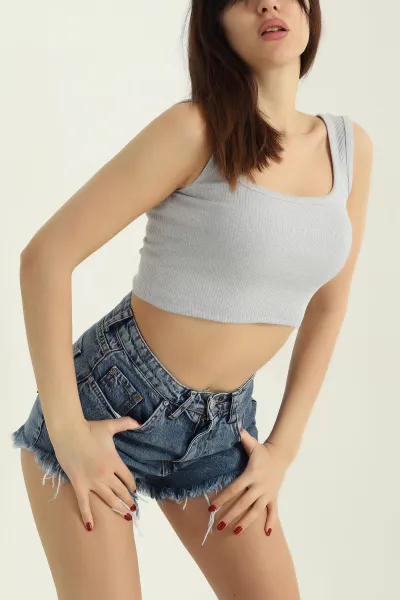 Gri Kare Yaka Crop Atlet 336811