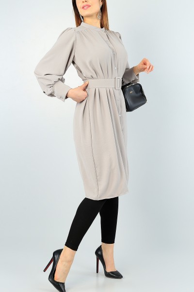 Gri Kemerli Aerobin Kumaş Tunik 60991
