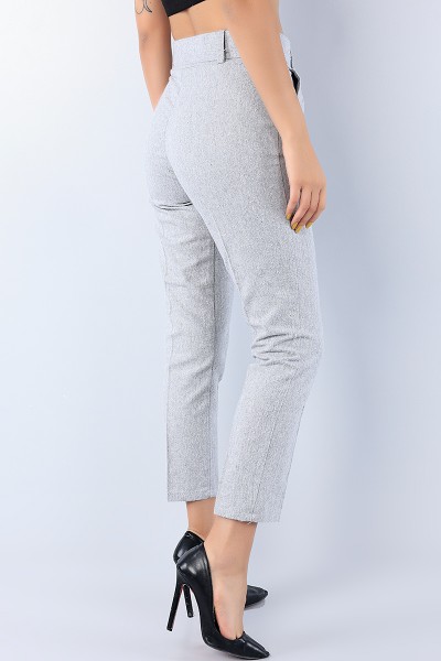 Gri Kemerli Bayan Kaşmir Pantolon 75699