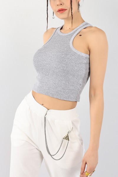 Gri Kolsuz Fitilli Crop 97836