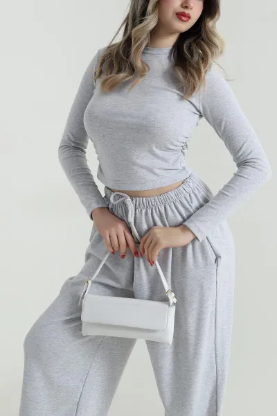 Gri Likralı Büzgülü Buzzy Kadın İkili Takım 498167