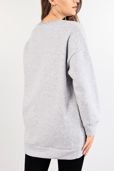 Gri Nakışlı Bayan Şardonlu Sweat 84999