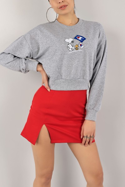 Gri Nakışlı Bayan Sweat 141336