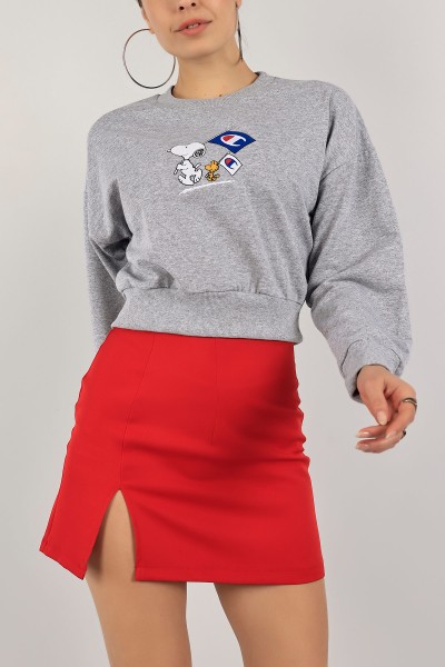 Gri Nakışlı Bayan Sweat 141336