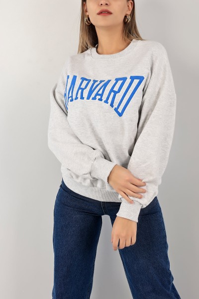 Gri Nakışlı Şardonlu Bayan Sweat 142414