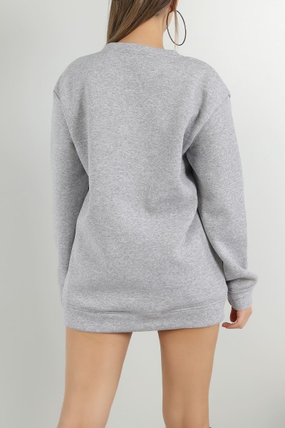 Gri Nakışlı Şardonlu Bayan Sweat 149187