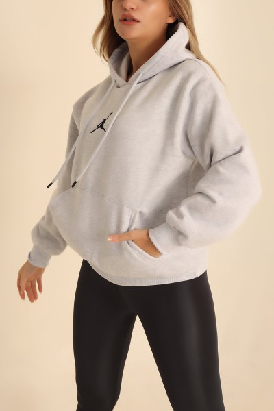Gri Nakışlı Şardonlu Bayan Sweat 215299