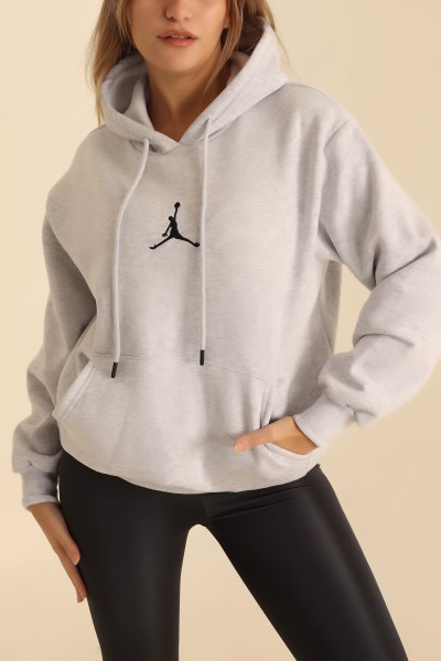 Gri Nakışlı Şardonlu Bayan Sweat 215299