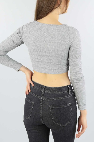 Gri Önü Büzgülü Kaşkorse Crop 56840
