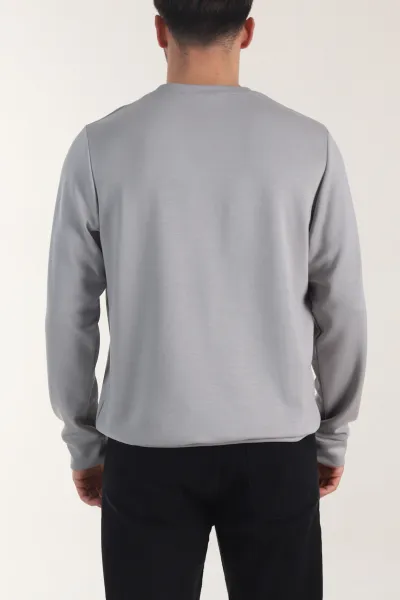 Gri Osyho Kumaş Bisiklet Yaka Erkek Sweatshirt 407680