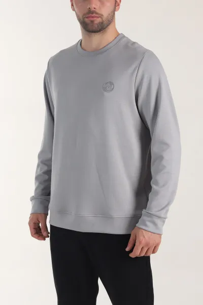 Gri Osyho Kumaş Bisiklet Yaka Erkek Sweatshirt 407680