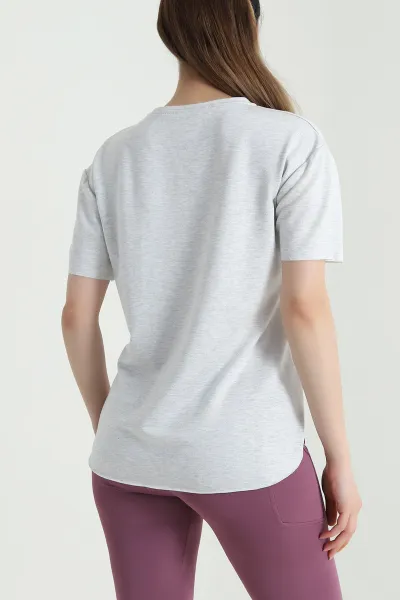 Gri Oval Kesim Modal Kadın Tişört 469769