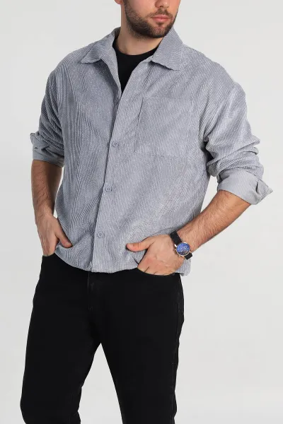 gri-oversize-fitilli-kadife-cep-detayli-erkek-gomlek-318413