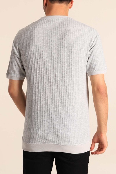 Gri Oversize Kolları Lastikli Erkek Tişört 181711