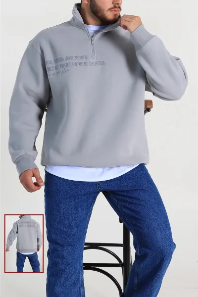 gri-oversize-uc-ip-sardonlu-nakis-yazi-detayli-yarim-fermuar-erkek-sweatshirt-306939