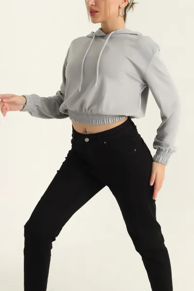 Gri Oysho Kapüşonlu Bayan Sweat 310926