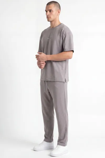 Gri Oysho Kumaş Oversize Bisiklet Yaka Erkek İkili Takım 445192