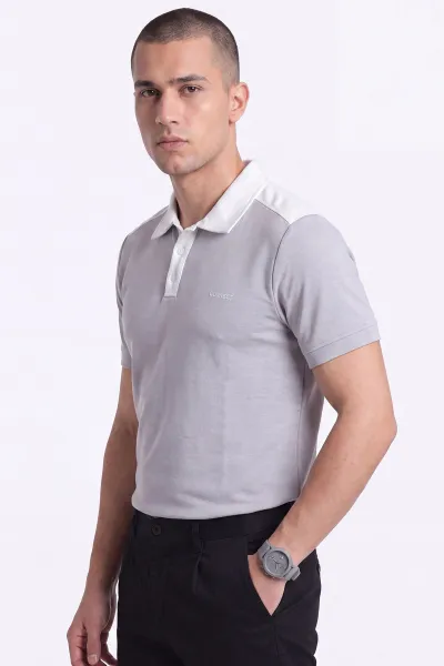 Gri Oysho Kumaş Polo Yaka Düğme Detaylı Erkek Tişört 471698