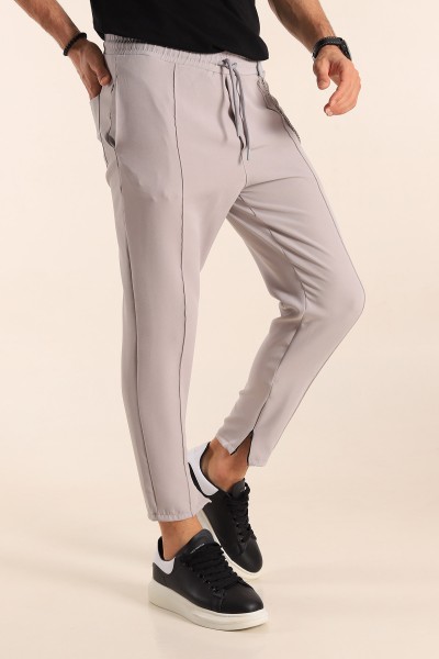 Gri Paça Fermuarlı Zincirli Erkek Jogger Pantolon 187803