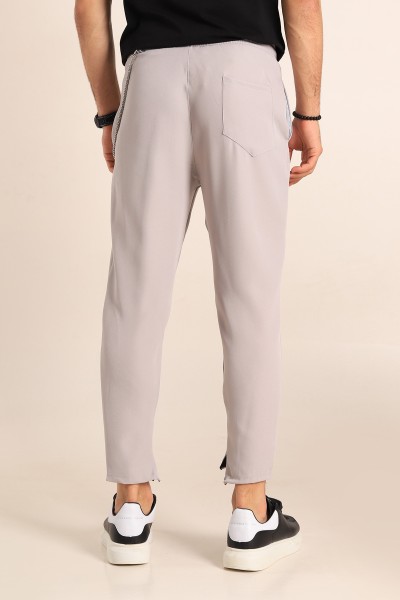 Gri Paça Fermuarlı Zincirli Erkek Jogger Pantolon 187803