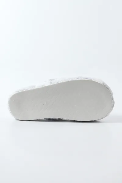 Gri Peluş Yıldız Tasarımlı Kadın Ev Terliği 490942