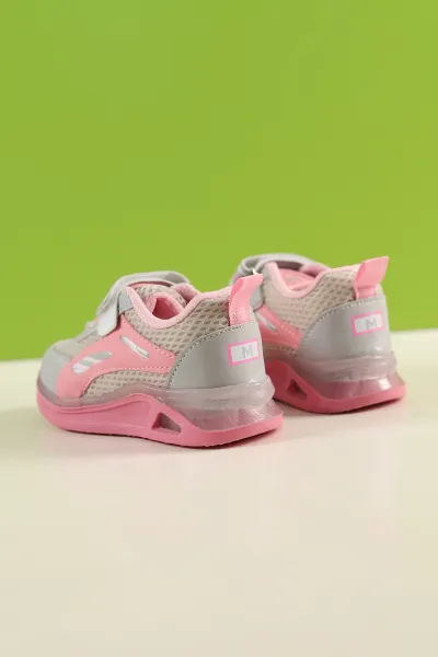 Gri Pembe (21-25 Bebe) Yıldız Baskılı Işıklı Bebe Spor Ayakkabı 257181