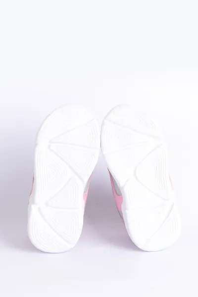 Gri Pembe  (26-30 Patik) IşIklı Şeritli Kalın Taban Çocuk Spor Ayakkabı 304388