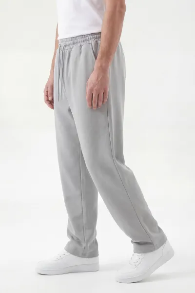 Gri Pike Kumaş Baggy Belden Bağlamalı Erkek Pantolon 442079