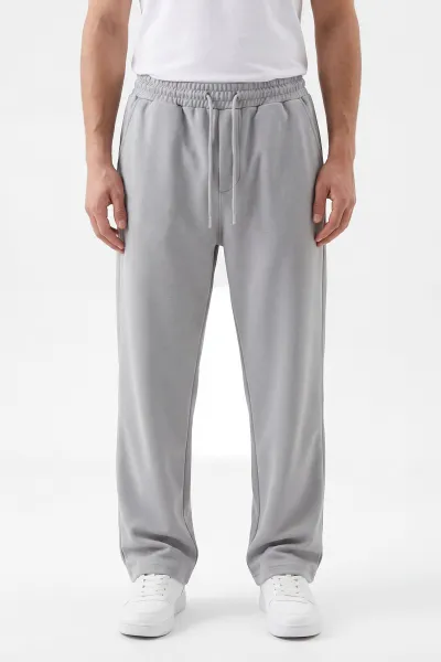 Gri Pike Kumaş Baggy Belden Bağlamalı Erkek Pantolon 442079