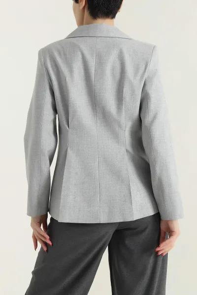 Gri Pileli Bezayağı Blazer Kadın Ceket 431012