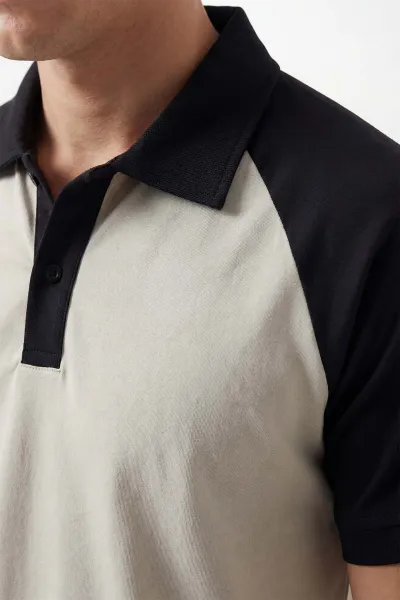 Gri Polo Yaka Düğmeli Erkek Tişört 435475