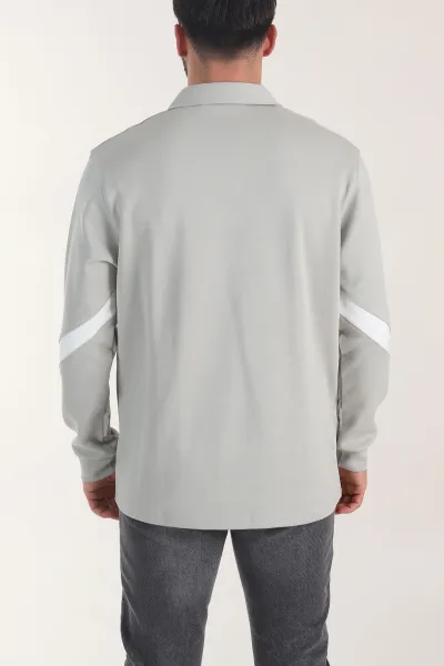 Gri Polo Yaka Erkek Sweatshirt 406884
