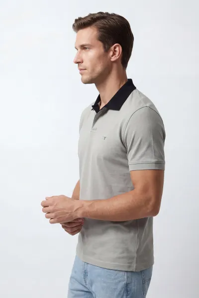 Gri Polo Yaka Erkek Tişört 435555