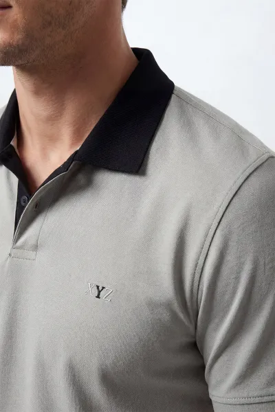 Gri Polo Yaka Erkek Tişört 435555