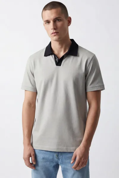 Gri Polo Yaka Erkek Tişört 435580