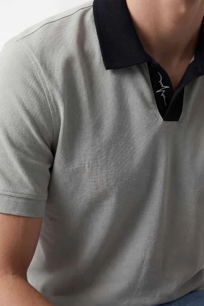 Gri Polo Yaka Erkek Tişört 435580