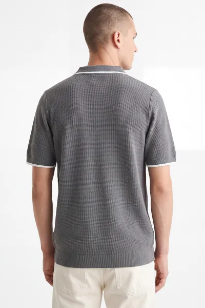 Gri Polo Yaka Erkek Triko Tişört 462207