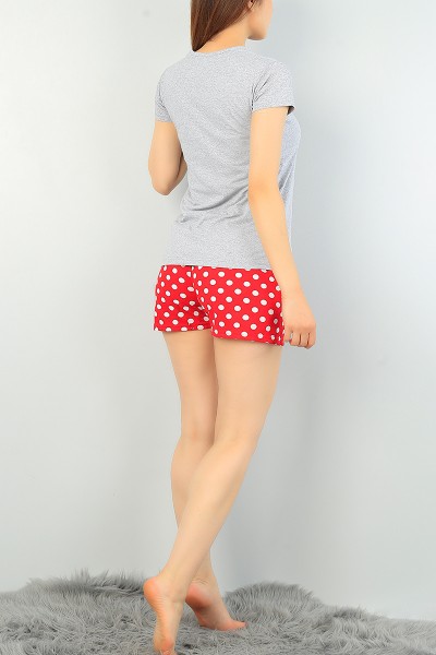 Gri Puantiye Desen Bayan Pijama Takımı 68294