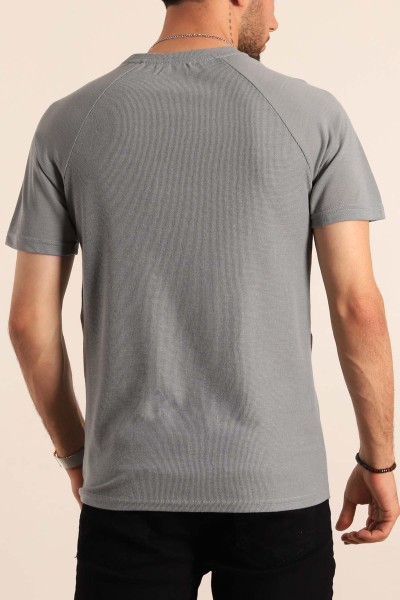 Gri Reglan Kol Mikro Delikli Erkek Tişört 187738