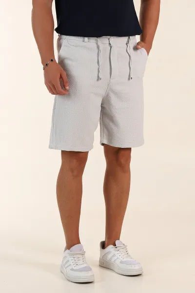 Gri Regular Fit Çizgili Erkek Şort 385197