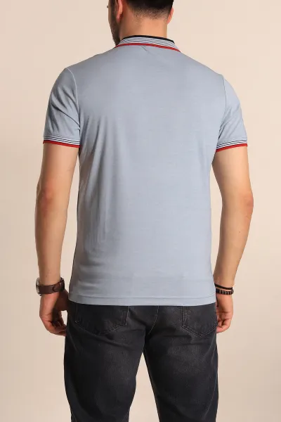 Gri Regular Fit Desenli Polo Yakalı Erkek Tişört 263266
