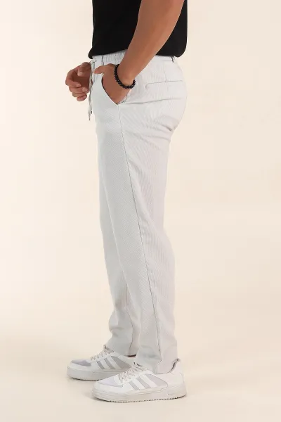 Gri Regular Fit Dokulu Bel Lastikli Erkek Pantolon 382286