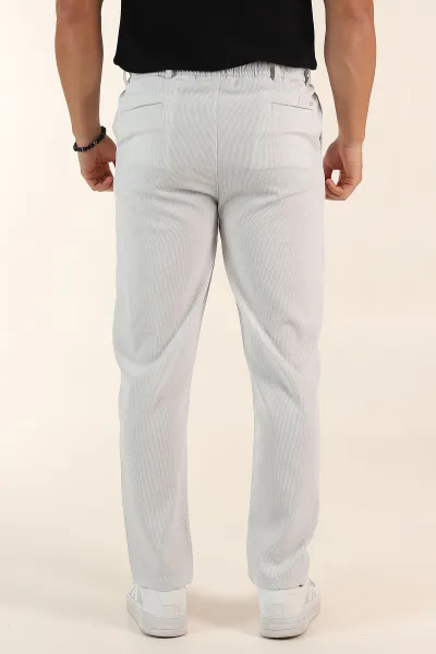 Gri Regular Fit Dokulu Bel Lastikli Erkek Pantolon 382286